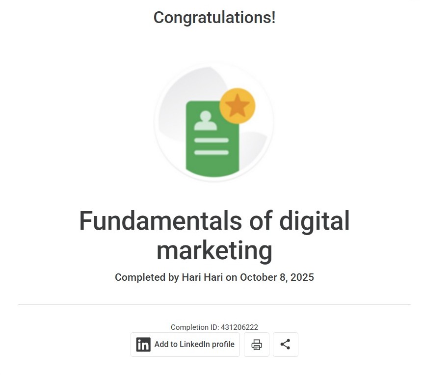 My Certified Freelance Achievements freelance digital marketing services in thrissur